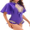 dPois Womens Adult Holloween Trapeze Costume 2 Pieces Cosplay Leotard Party Fancy Dress Up Purple Medium view 3