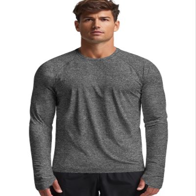 Zengjo Long Sleeve Moisture Wicking Shirts Men with Thumb Hole(Marled Charcoal,XXL)