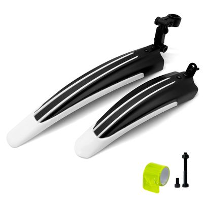 Silfrae Adjustable Standard 26 inch Mountain Bike Splash Guard Bike Fenders Set Front and Rear (White-1)