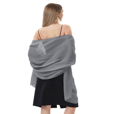 Chiffon Shawls and Wraps for Evening Dresses Women Elegant Soft Scarf Bridal Scarve Wedding Stole (Dark Gray, One Size)