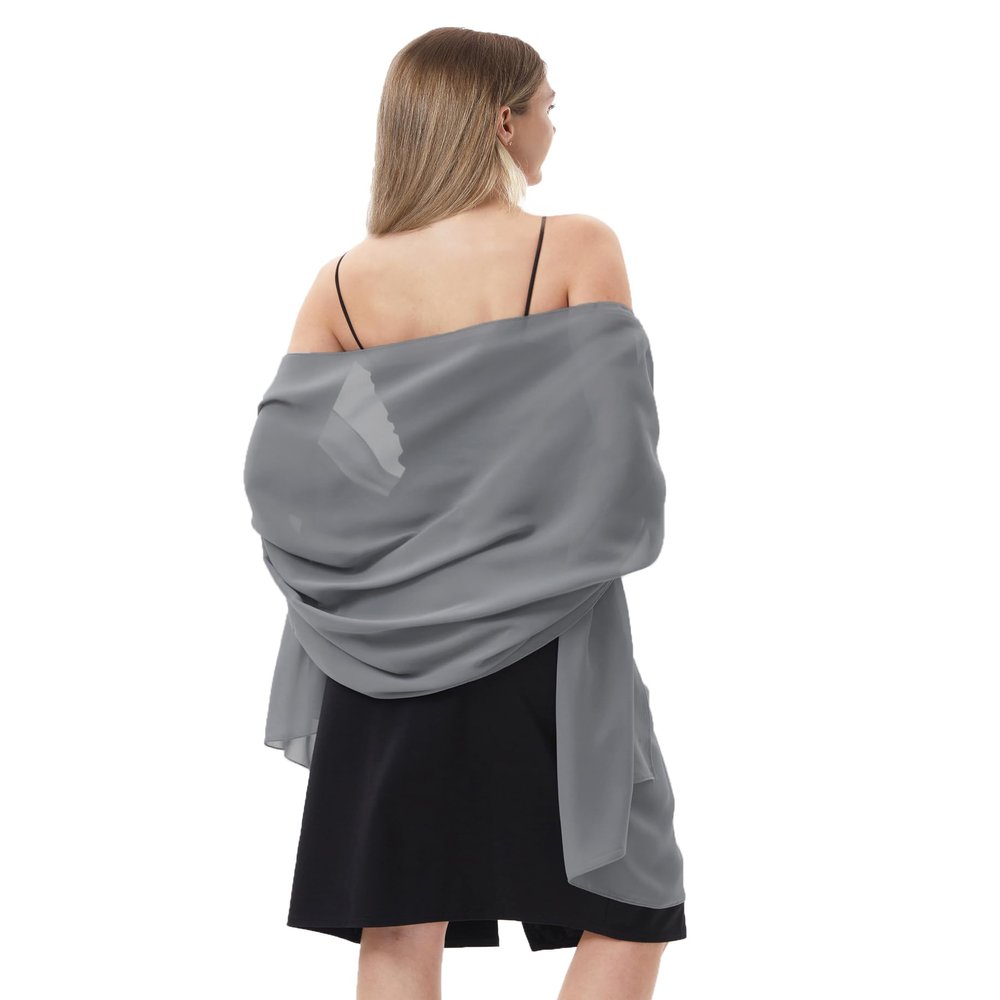 Chiffon Shawls and Wraps for Evening Dresses Women Elegant Soft Scarf Bridal Scarve Wedding Stole (Dark Gray, One Size)