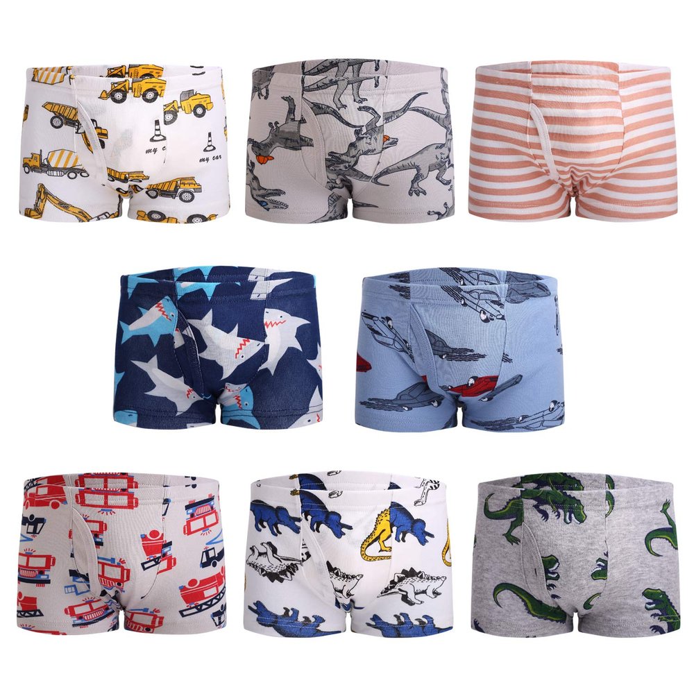 Taxzode Children's Underwear; Boys' Underwear - 8-Pack Cotton Underwear, Small Boys Size 2-3T to 5-6 Years, 7-8 Years