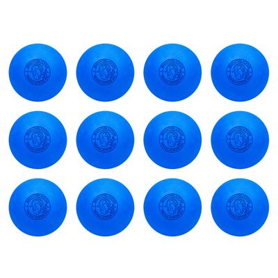 Signature Lacrosse Ball Set - Packs of 2, 4, 8, 12, and 120 - No Chemical Smell Massage Balls, Myofascial Release Tools, Back Roller, Muscle Knot Remover, Firm Rubber (Blue, 12 Balls)