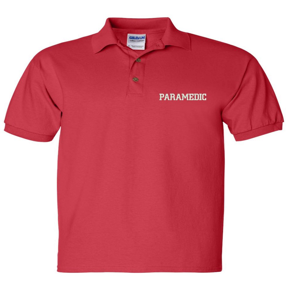 ALLNTRENDS Men's Polo T Shirt Paramedic Embroidered EMT Top Embroidery Gift (2XL, Red)