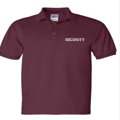 ALLNTRENDS Men's Polo T Shirt Security Embroidered Officer Top Embroidery Guard (L, Maroon)