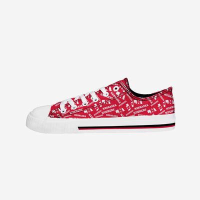 FOCO Nebraska Cornhuskers NCAA Womens Low Top Repeat Print Canvas Shoes - 6