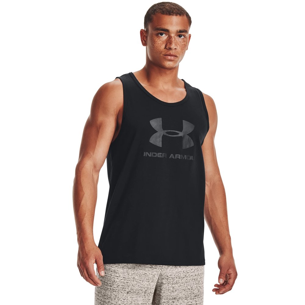 Under Armour Men's Sportstyle Logo Tank, Black (001)/Quirky Lime, X-Small