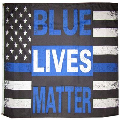 American Wholesale Superstore 3x5 Blue Lives Matter Thin Blue Line 100D Woven Poly Nylon Flag 5x3 Banner Grommets Heavy Duty (RUF)