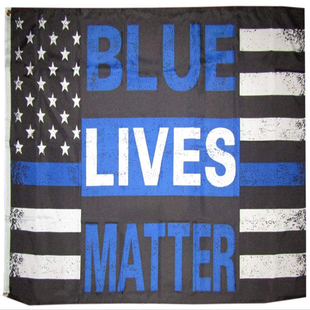 American Wholesale Superstore 3x5 Blue Lives Matter Thin Blue Line 100D Woven Poly Nylon Flag 5x3 Banner Grommets Heavy Duty (RUF)