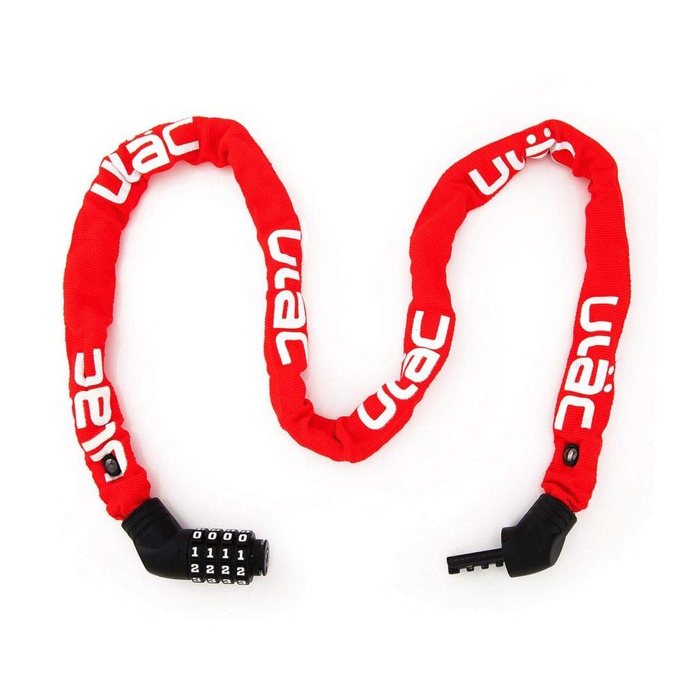 ULAC Street Fighter Neo Chain Lock Combo, Resettable 4-Digit Combination Anti-Theft Bicycle Lock (Red)