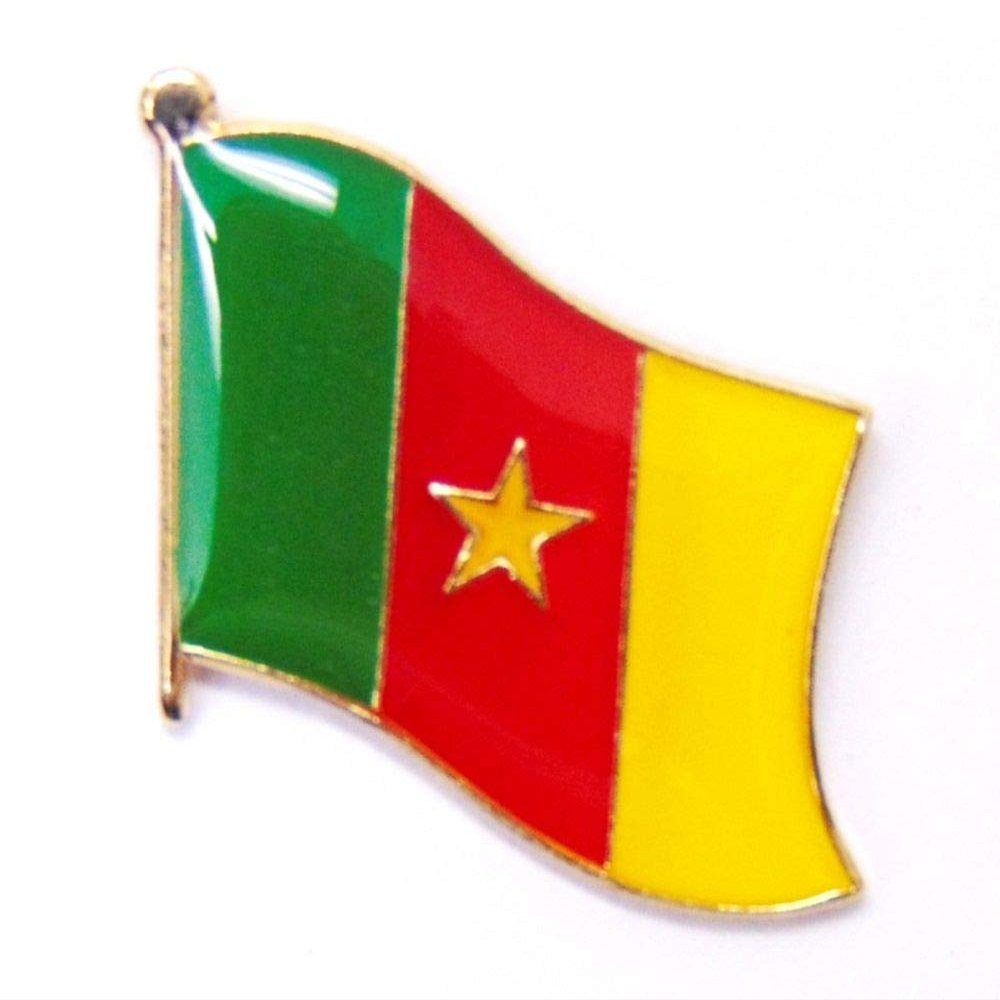 Cameroon Flag Lapel Pin; One International Waving World Flag Pin Badge Patriotic Country Hat Lapel Badge (Cameroon)