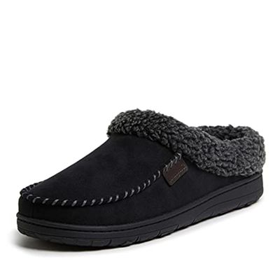 Dearfoams Men's Indoor/Outdoor Breathable Memory Foam Clog Offered in Wide Widths, Black, X-Large