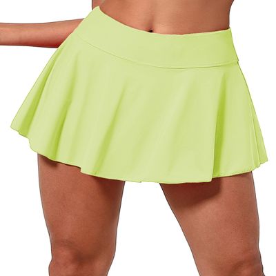 BUBBLELIME 5"/19"/26" XXS-XL Women's UPF 50+ Adjustable Running Skort - Pleated Skirt_Neonyellow X-Small-5" Inseam