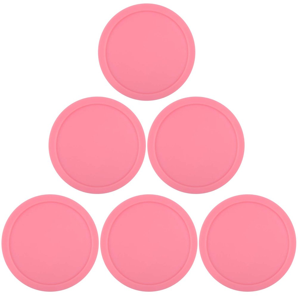 ONE250 3 1/4 inch Air Hockey Pucks, Full Size Goal Packs Replacement Accessories for Game Tables (6 Pcs) (Pink)