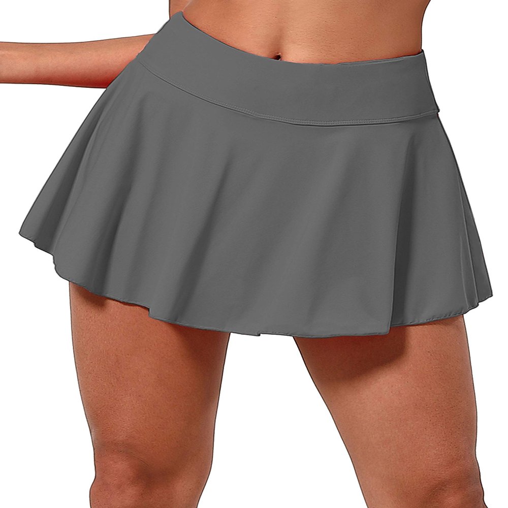 BUBBLELIME 5"/19"/26" XXS-XL Women's UPF 50+ Adjustable Running Skort - Pleated Skirt_Gray X-Large-5" Inseam