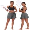 BUBBLELIME 5"/19"/26" XXS-XL Women's UPF 50+ Adjustable Running Skort - Pleated Skirt_Gray X-Large-5" Inseam view 3