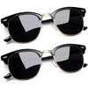 Joopin Semi-Rimless Sunglasses 2 Pack Gold Black Shades for Women Men Horn Rimmed Sun Glasses Polarized UV Protection Browline view 1