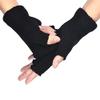 Black Knitted Stretch Elastic Winter Warm Half Finger Men Gloves view 1