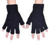 Black Knitted Stretch Elastic Winter Warm Half Finger Men Gloves view 2