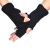 Black Knitted Stretch Elastic Winter Warm Half Finger Men Gloves view 4