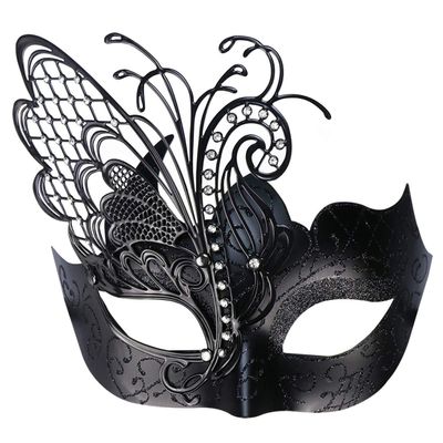 Coddsmz Mysterious Venetian Butterfly Lady Masquerade Halloween Party Mask (Black-2)