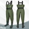 Ouzong Kids Chest Waders for Toddler Children Waterproof Youth Fishing Waders for Boys Girls Neoprene Hunting Waders with Insulated Boots(Green,4-5T) view 2