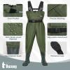 Ouzong Kids Chest Waders for Toddler Children Waterproof Youth Fishing Waders for Boys Girls Neoprene Hunting Waders with Insulated Boots(Green,4-5T) view 3