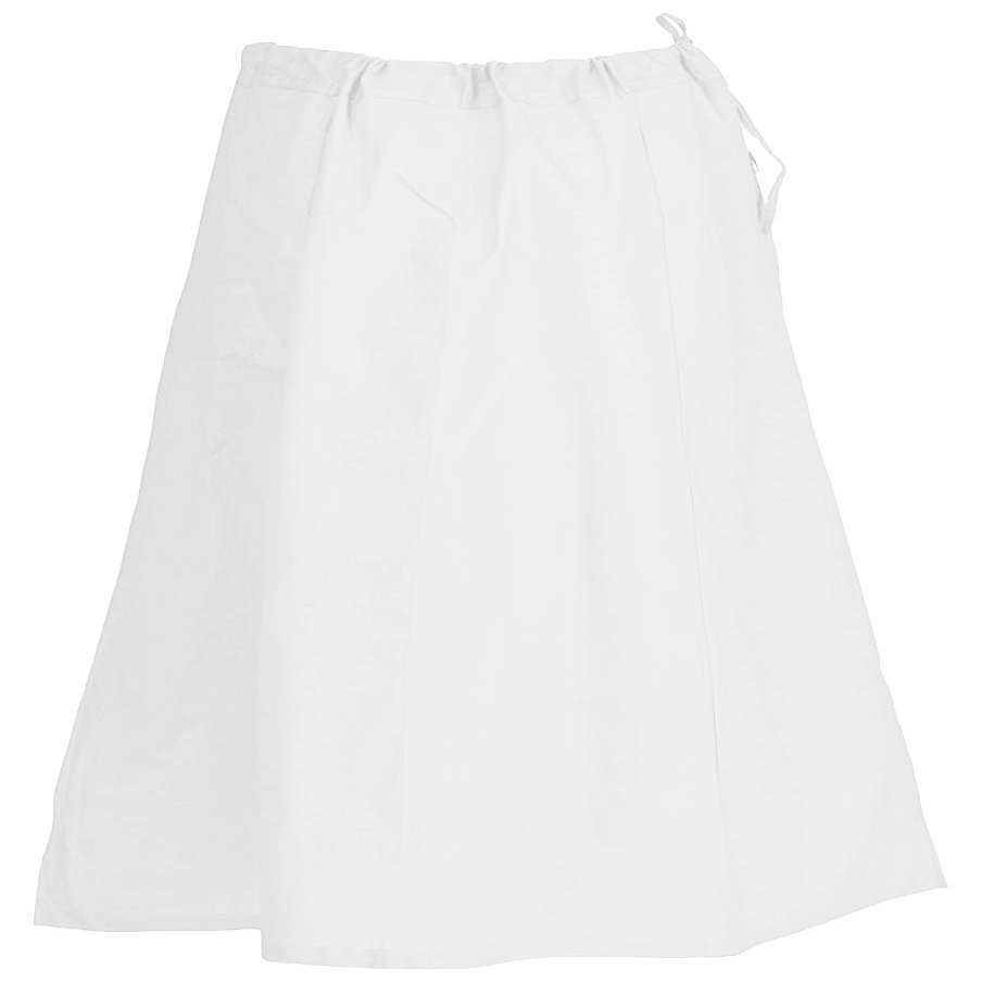 Indian Trendy Sari Petticoat Cotton Stitched Adjustable Waist Saree Underskirt Lining Skirt - One Size - White