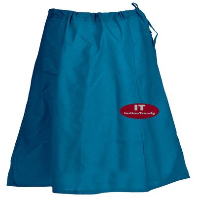 Indian Trendy Sari Petticoat Cotton Stitched Adjustable Waist Saree Underskirt Lining Skirt - One Size - Dodger Blue