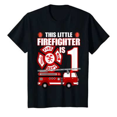 1 Year Old Firefighter Birthday Party Fire Truck 1st Gift T-Shirt