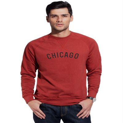 Daxton Chicago Sweatshirt Athletic Fit Pullover Crewneck French Terry Fabric, Spice Sweatshirt Black Letters, L