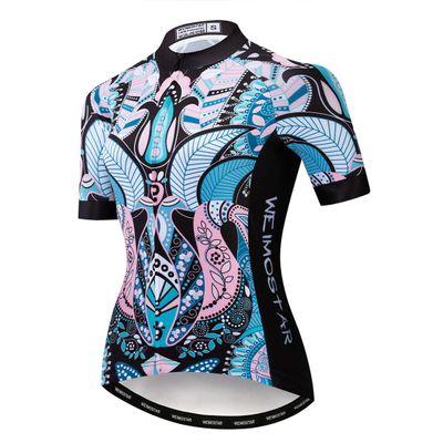 Bike Jersey Women's Cycling Jersey Zipper MTB Tops Apparel Mountain Road Bicycle Clothes Breathable Pro Team Biker Racing Shirts for Ladies Female Cycle Clothing Summer Blue Black S
