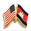 Cambodia Friendship Double Flag Lapel Pin US Crossed Emblem Tie and Hat Pin Badge view 1