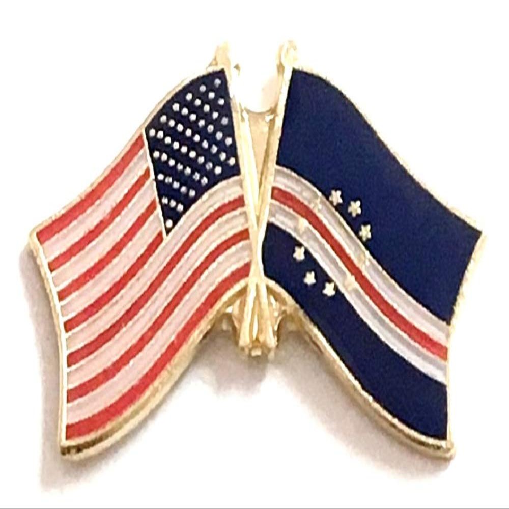 Cape Verde Friendship Double Flag Lapel Pin US Crossed Emblem Tie and Hat Pin Badge