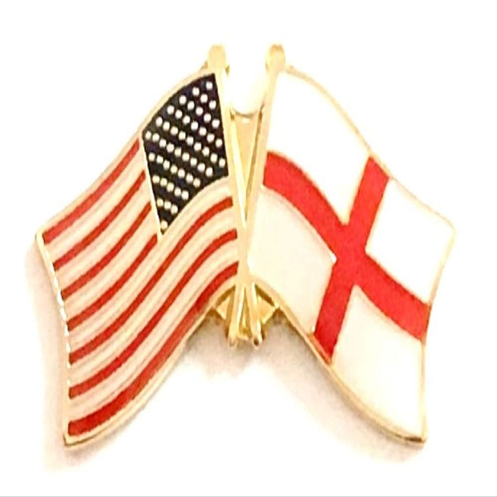 England Friendship Double Flag Lapel Pin US Crossed Emblem Tie and Hat Pin Badge