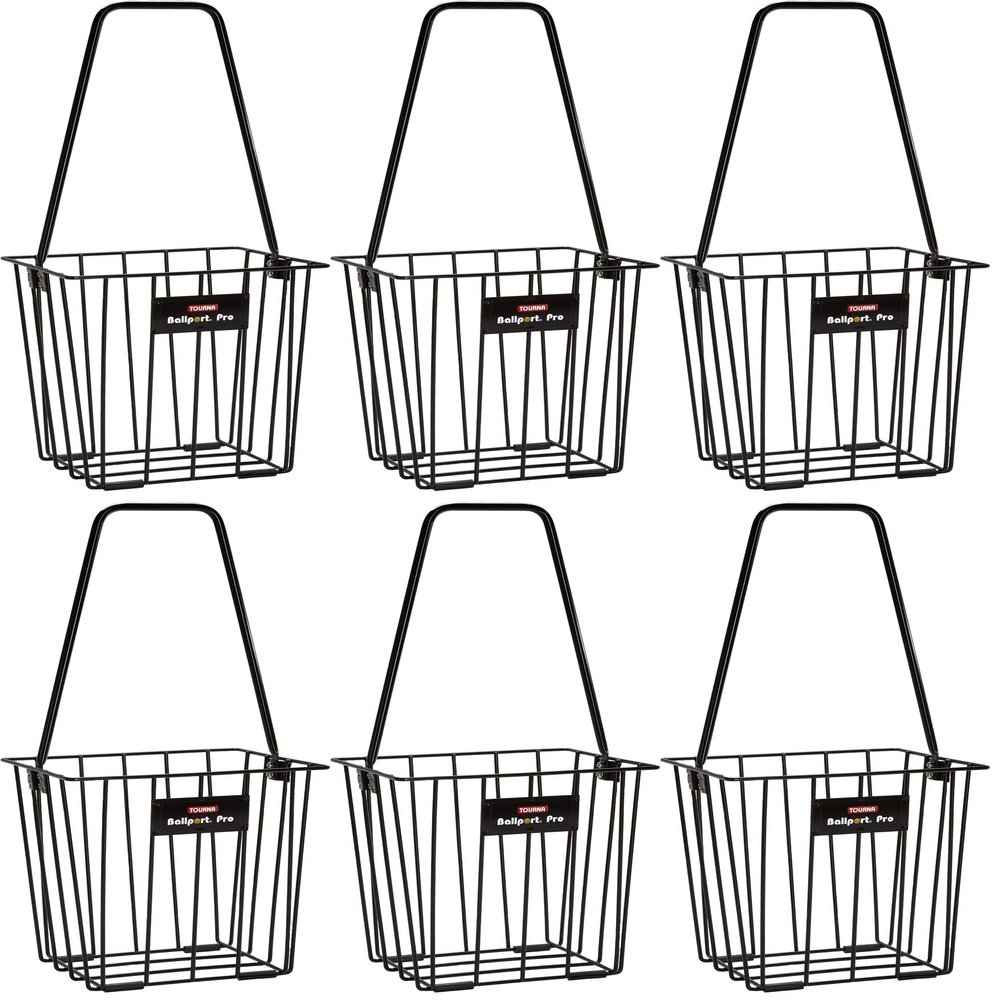 TOURNA Ballport 85 Ball Pick up Tennis Hopper - 6 Pack, Black