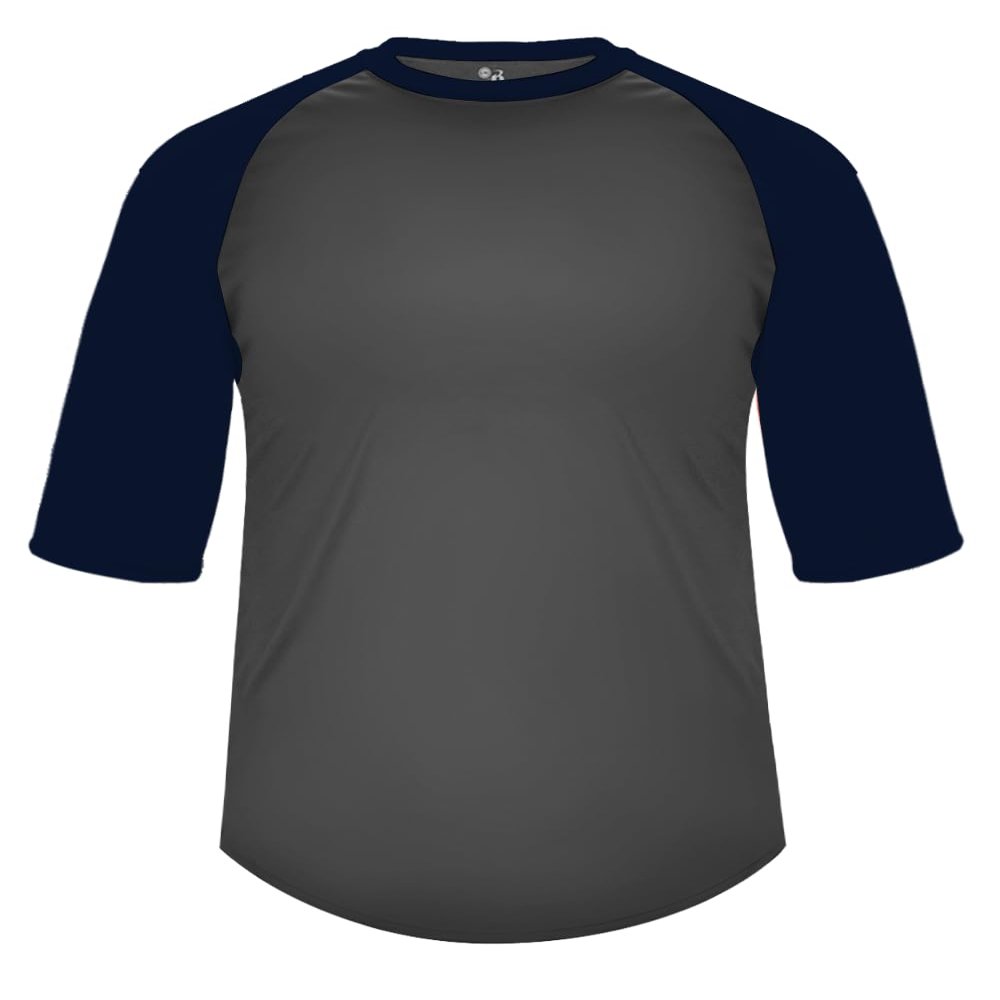 B-Baseball Tee Graphite/Navy Medium