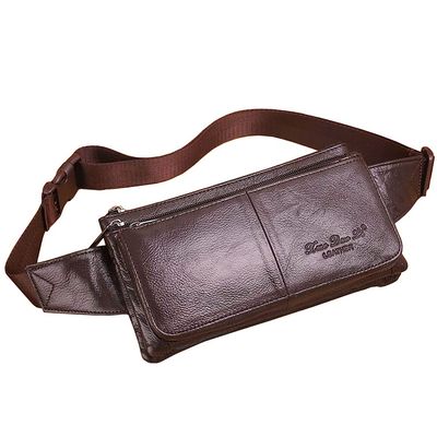 Hebetag Leather Fanny Pack Waist Bag for Men Women Outdoor Travel Hunting Hiking Camping Hip Bum Belt Cell Phone Purse Wallet Pouch, Coffee