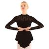 inlzdz Women's Figure Skating Dress Long Sleeve Fingerpoint Competition Dance Leotard Dresses Black Small view 1