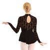 inlzdz Women's Figure Skating Dress Long Sleeve Fingerpoint Competition Dance Leotard Dresses Black Small view 2