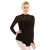 inlzdz Women's Figure Skating Dress Long Sleeve Fingerpoint Competition Dance Leotard Dresses Black Small view 4