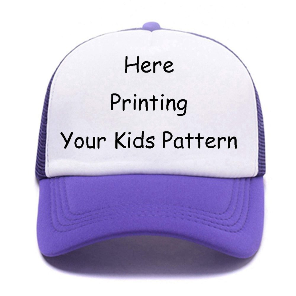 Personalised Toddler Kids Baseball Cap Custom Picture,Text Snapback Mesh Trucker Hats for Girls, Boys,Childs Purple