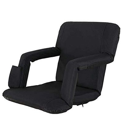 YuanKanJu Saturnpower Portable Stadium Seat Chair Portable Stand Chair with Back and Cushion for GrandstandPlaygroundCourt Black(Black)