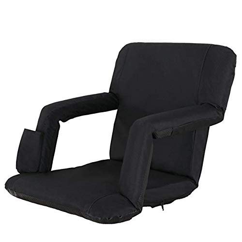 YuanKanJu Saturnpower Portable Stadium Seat Chair Portable Stand Chair with Back and Cushion for GrandstandPlaygroundCourt Black(Black)