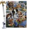 Dog Country Pups House Flag Eagle Set Animals Puppy Spoiled Paw Canine Fur Pet Nature Farm Animal Creature Small Decorative Gift Yard Banner Double-Sided Made In USA 28 X 40 view 1