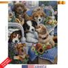 Dog Country Pups House Flag Eagle Set Animals Puppy Spoiled Paw Canine Fur Pet Nature Farm Animal Creature Small Decorative Gift Yard Banner Double-Sided Made In USA 28 X 40 view 2