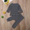 0-24M Newborn Infant Baby Boy Girl Long Sleeve T-Shirt Tee Tops Clothes Stripes Pant Fall Winter Casual Outfit Set (Navy Blue, 0-6 Months) view 2