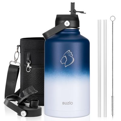 BUZIO Vacuum Insulated Stainless Steel Water Bottle 64oz (Cold for 48 Hrs/Hot for 24 Hrs) BPA Free Double Wall Travel Mug/Flask for Outdoor Sports Hiking, Cycling, Cam,Camping, Running, Tuxedo