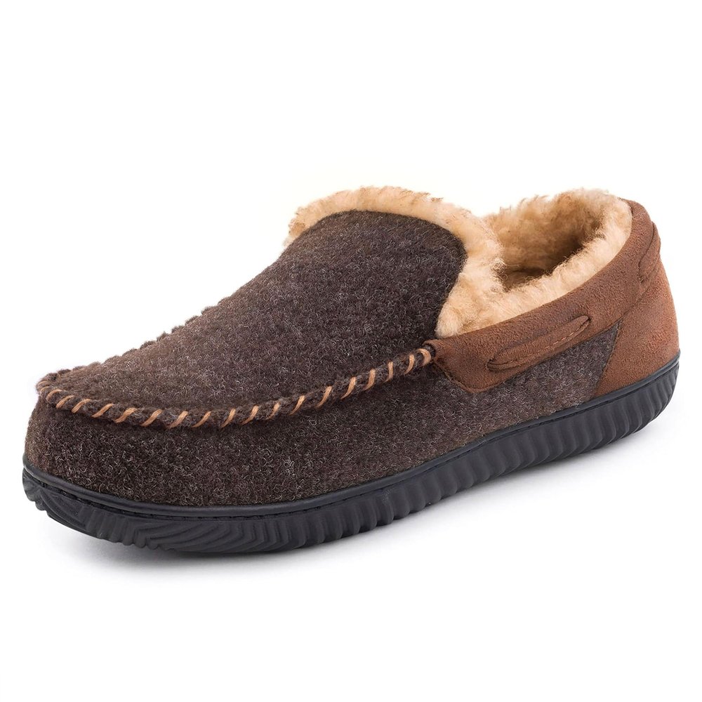 RockDove Men's Hearthfire Memory Foam Moc Slipper, Size 13 US Men, Mocha