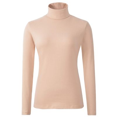 HieasyFit Women's Cotton Turtleneck Top Basic Layering Thermal Underwear(Beige M)